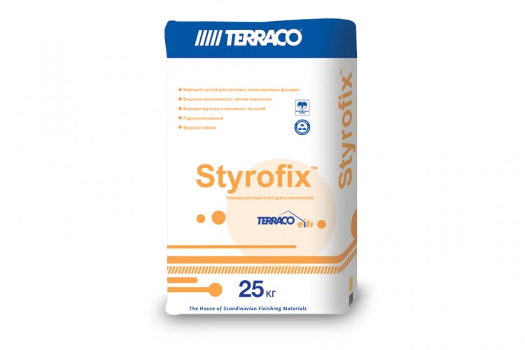 Styrofix EcoTherm/Стайрофикc Экотерм клеевой состав для приклеивания всех видов теплоизоляционных панелей 25 кг/меш.