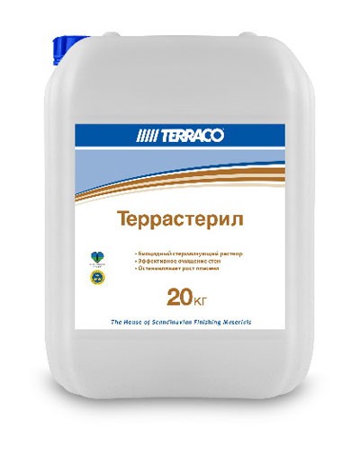 Terrasterill/Террастерил биоцидный стерилизующий раствор для очистки стен от грибка и плесени 1 кг/кан.