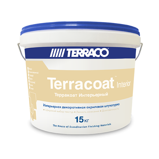 Terracoat Standart Interior/Терракоат Интерьерный Стандарт декоративная акриловая штукатурка со средней текстурой  (шагрень) 15 кг/ведро
