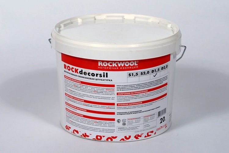 ROCKdecorsil S 1.5 декоративная силиконовая штукатурка (шуба зерно 1,5 мм) 20 кг/кан.